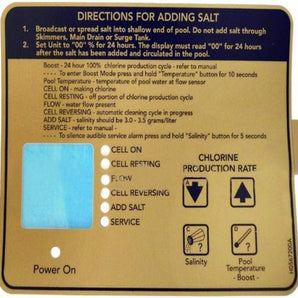 Zodiac R0404400 Control Box Decal for AquaPure APURE700 & APURE1400